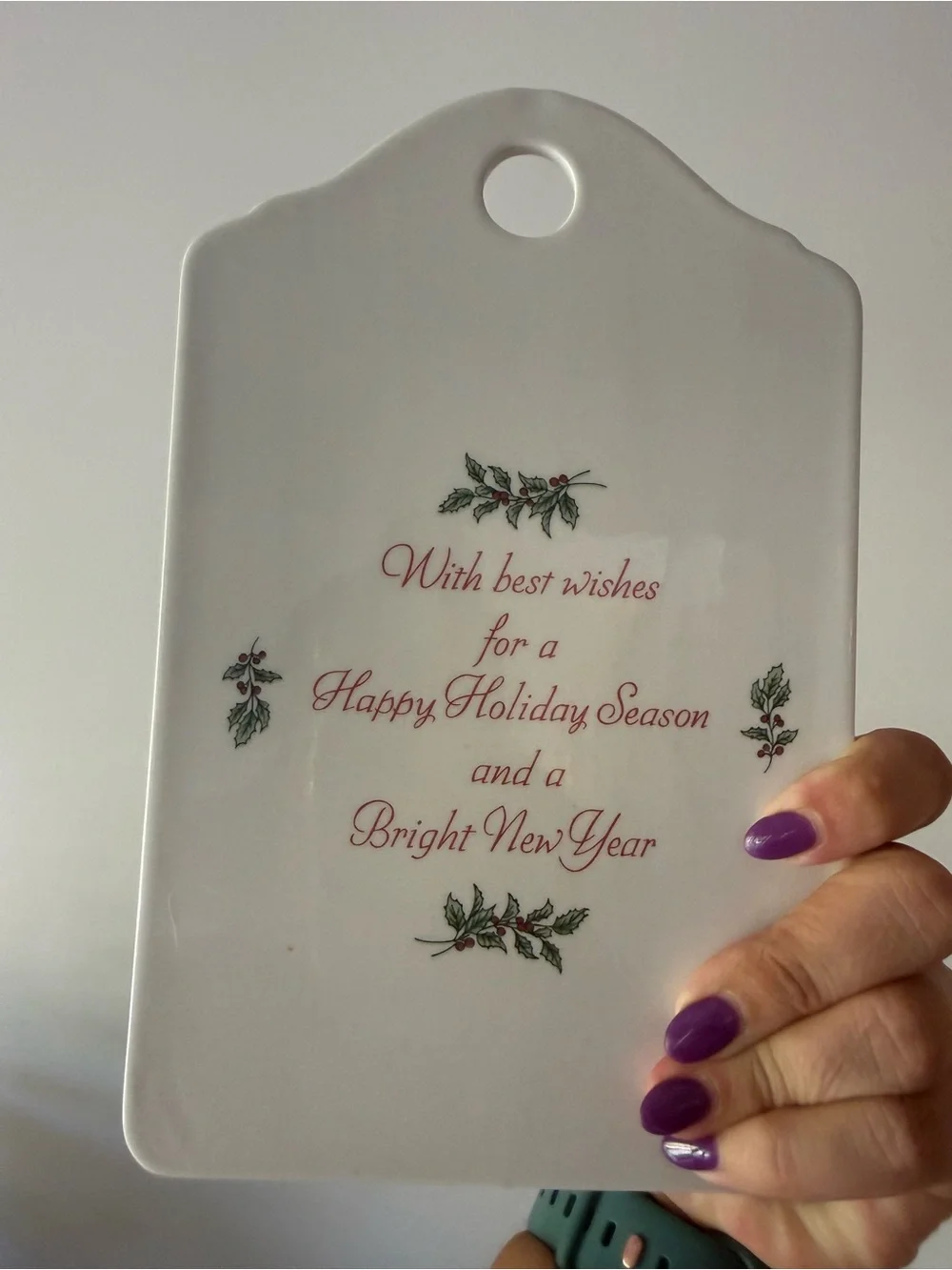 Ceramic Christmas Tree Decor/Serving Board - White with Green Tree